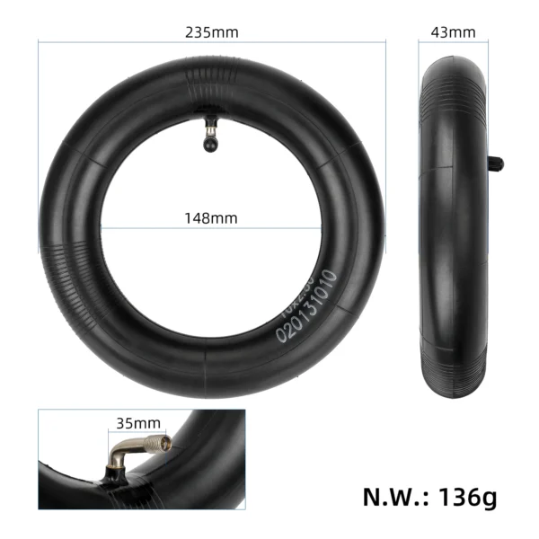 Dimensions Xiaomi 4 PRO Gen1 10x2.5 Chambre à air renforcée ULIP pour trottinette électrique