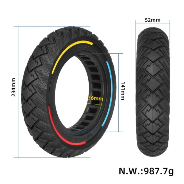 Dimensions Ninebot D18 D28 D38 D 10x2.125 Pneu plein ULIP pour trottinette électrique
