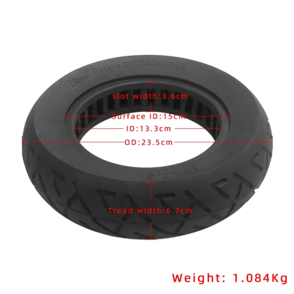 Dimensions Xiaomi 4 PRO Gen1 10x2.5 Pneu plein Générique pour trottinette électrique