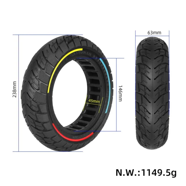 Xiaomi 4 PRO Gen1 10x2.5 Pneu plein ULIP - dimensions Dimensions Xiaomi 4 PRO Gen1 10x2.5 Pneu plein ULIP pour trottinette électrique