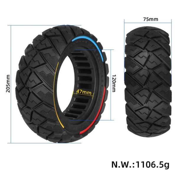 Kukirin G2 Pro 9x3-5.5 Pneu plein ULIP - dimensions Dimensions Kukirin G2 Pro 9x3-5.5 Pneu plein ULIP pour trottinette électrique