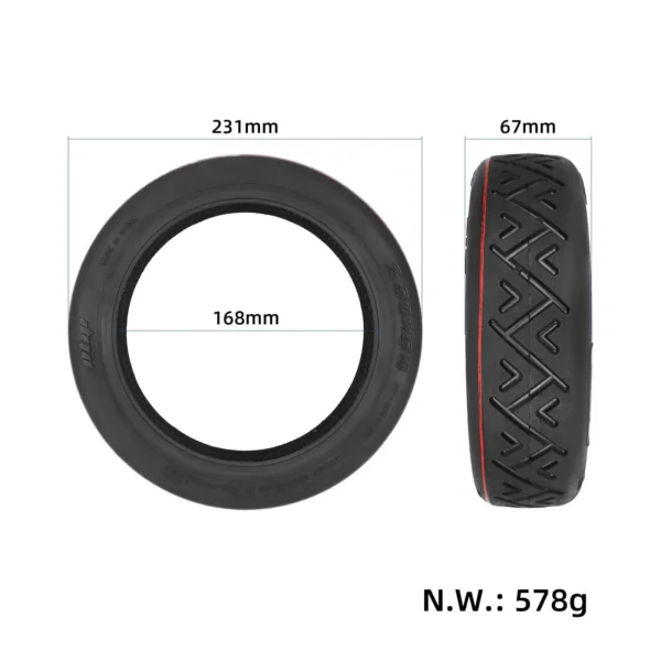 Dimensions Xiaomi 4 10x2.125 Pneu tubeless ULIP pour trottinette électrique