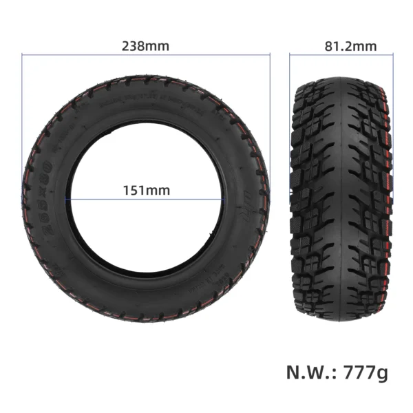 Dimensions Acer eScooter Series 7 10x3 Pneu tubeless ULIP pour trottinette électrique