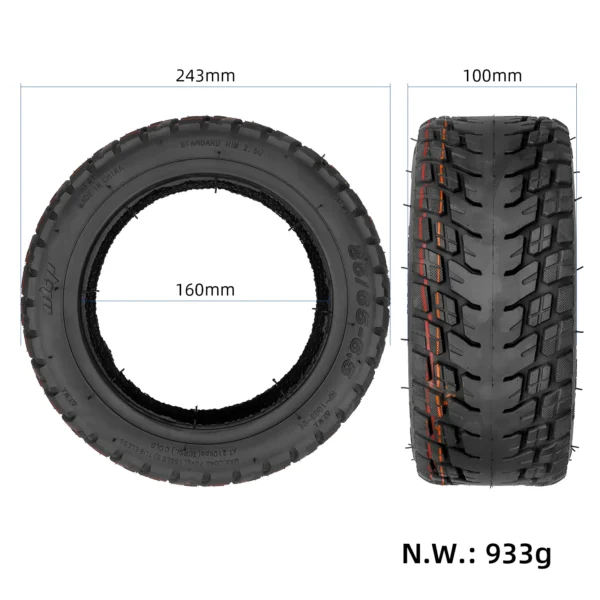 Dimensions Kugoo G 85/65-6.5 Pneu tubeless ULIP pour trottinette électrique