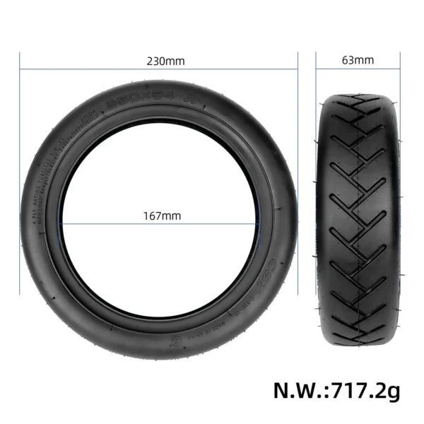 Dimensions Xiaomi 4 10x2.125 Pneu tubeless auto-réparant CST pour trottinette électrique