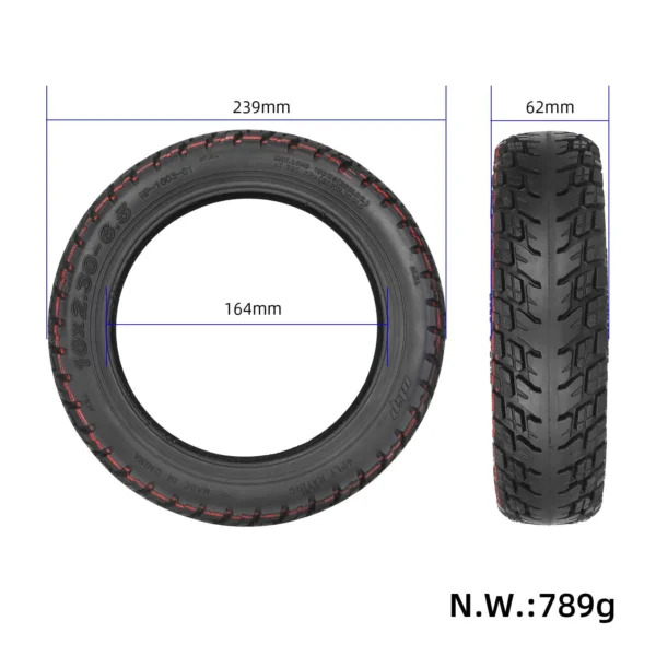 Xiaomi 4 PRO Gen1 10x2.5 Pneu tubeless auto-réparant ULIP - dimensions Dimensions Xiaomi 4 PRO Gen1 10x2.5 Pneu tubeless auto-réparant ULIP pour trottinette électrique