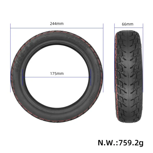 Dimensions Ninebot MAX G2D 60/65-6.9 Pneu tubeless auto-réparant ULIP pour trottinette électrique
