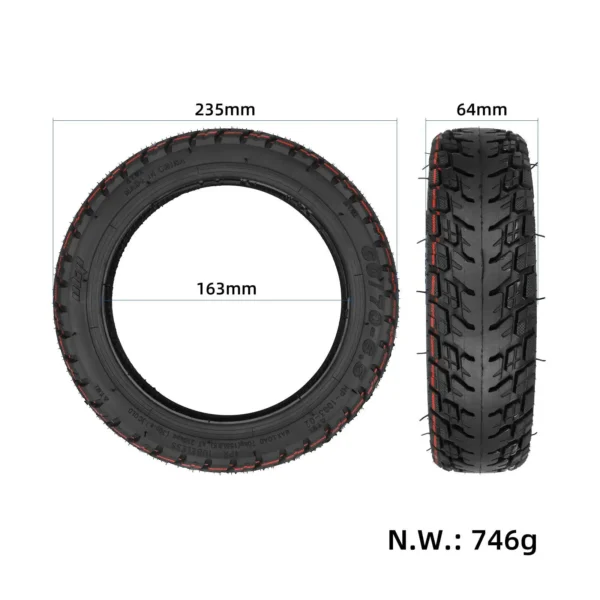 Xiaomi 5 60/70-6.5 Pneu tubeless auto-réparant ULIP - dimensions Dimensions Xiaomi 5 60/70-6.5 Pneu tubeless auto-réparant ULIP pour trottinette électrique