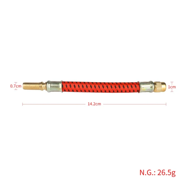 Dimensions de la rallonge de valve rouge Xiaomi M365, flexible 14,2 cm pour gonflage de pneu